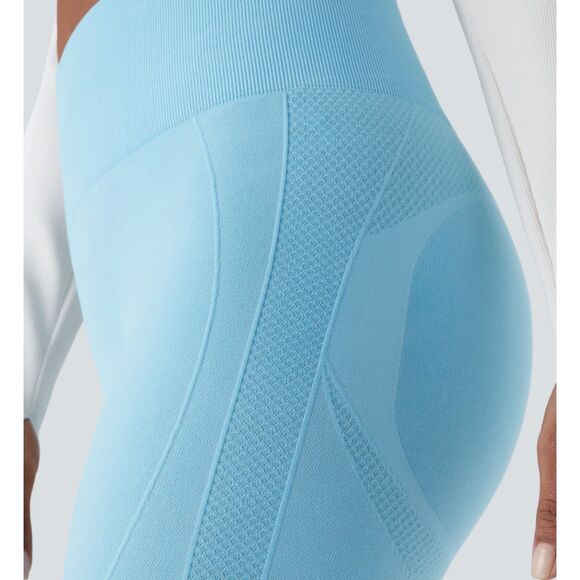 HALARA NWOT Seamless Flow High Waist Tummy Control Butt Lift Blue Leggings Large - Picture 3 of 11